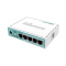MikroTik RouterBoard hEX 5 Port Router RB750Gr3 (RouterOS L4, UK PSU) package contents