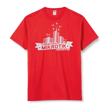 MikroTik T-shirt Building/Tower Design - Red (Size XL)